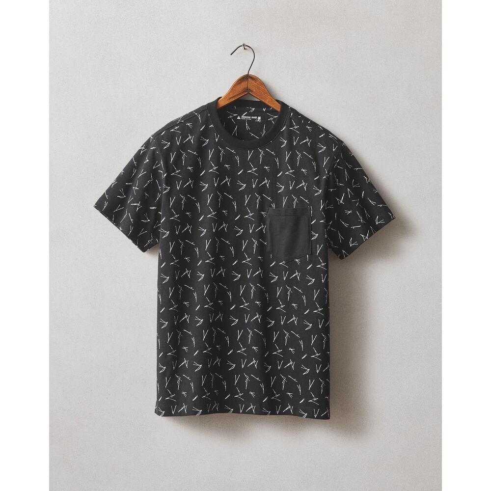 NWOT American Giant Men's 100% Cotton Pocket Tee Black White Print Size Small